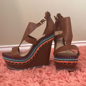 Size 7 Gianni Bini Tan/Brown Wedge Heels